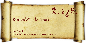 Koczó Áron névjegykártya
